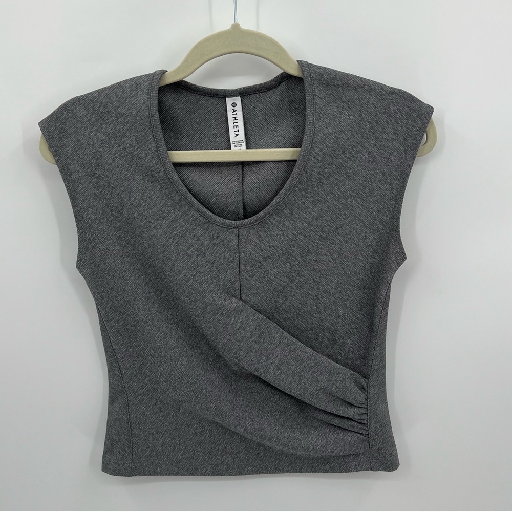 Athleta Bayview faux wrap gray top - Picture 3 of 11